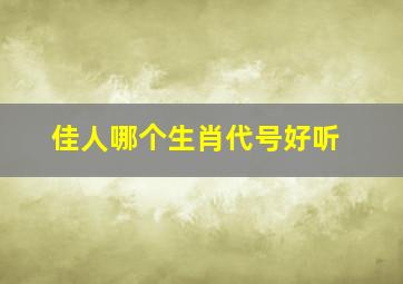 佳人哪个生肖代号好听