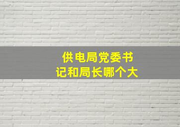 供电局党委书记和局长哪个大