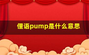 俚语pump是什么意思