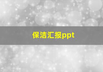 保洁汇报ppt