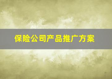 保险公司产品推广方案