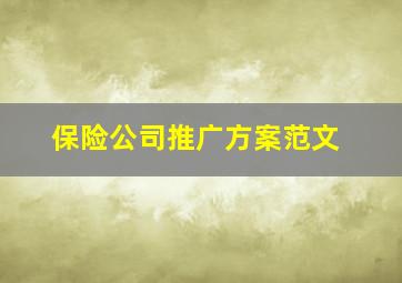 保险公司推广方案范文