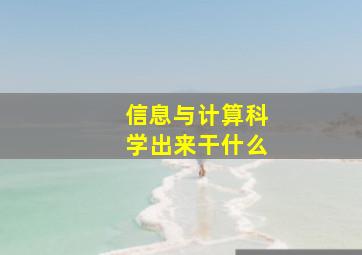 信息与计算科学出来干什么