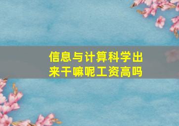 信息与计算科学出来干嘛呢工资高吗