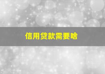 信用贷款需要啥