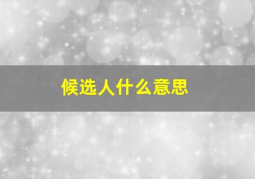 候选人什么意思