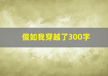 假如我穿越了300字