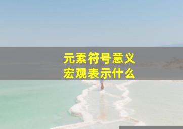 元素符号意义宏观表示什么