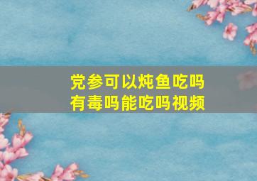 党参可以炖鱼吃吗有毒吗能吃吗视频