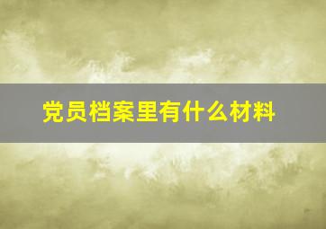 党员档案里有什么材料