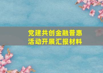 党建共创金融普惠活动开展汇报材料