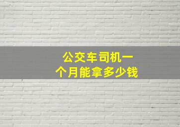 公交车司机一个月能拿多少钱