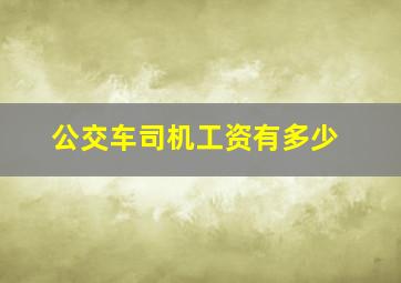 公交车司机工资有多少