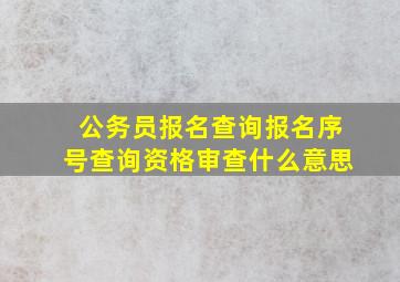 公务员报名查询报名序号查询资格审查什么意思