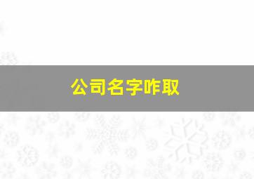 公司名字咋取