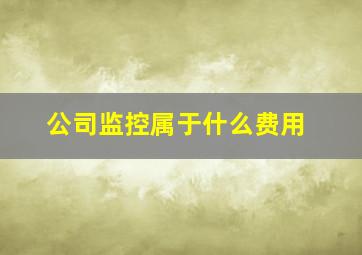 公司监控属于什么费用