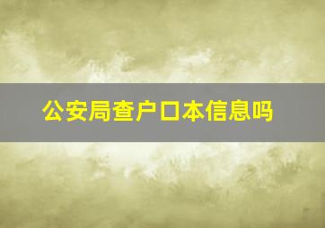 公安局查户口本信息吗