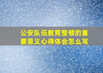 公安队伍教育整顿的重要意义心得体会怎么写