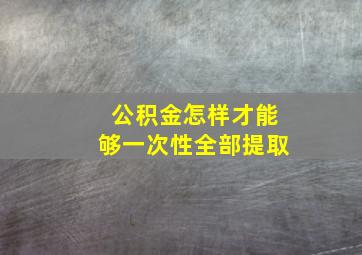 公积金怎样才能够一次性全部提取