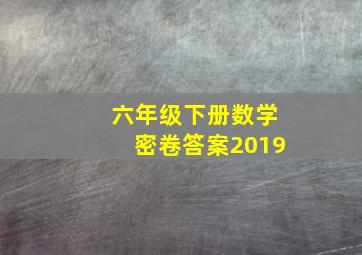 六年级下册数学密卷答案2019