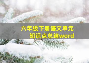 六年级下册语文单元知识点总结word