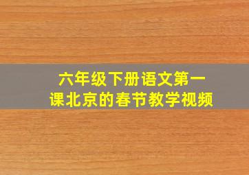 六年级下册语文第一课北京的春节教学视频