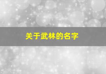 关于武林的名字