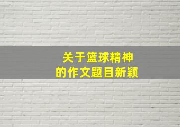 关于篮球精神的作文题目新颖