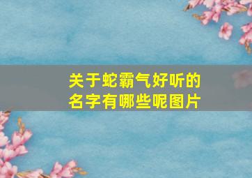 关于蛇霸气好听的名字有哪些呢图片