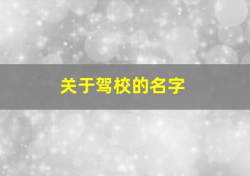 关于驾校的名字