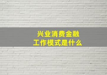 兴业消费金融工作模式是什么