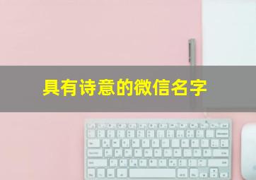 具有诗意的微信名字