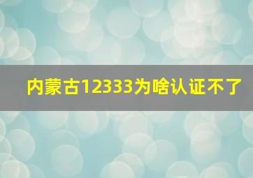 内蒙古12333为啥认证不了