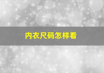 内衣尺码怎样看