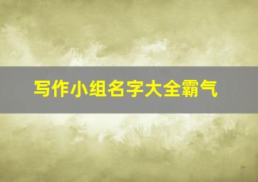 写作小组名字大全霸气