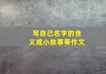 写自己名字的含义或小故事等作文