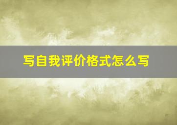 写自我评价格式怎么写