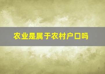 农业是属于农村户口吗