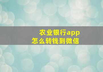 农业银行app怎么转钱到微信