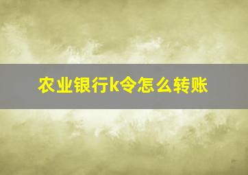 农业银行k令怎么转账