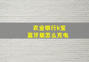 农业银行k宝蓝牙版怎么充电