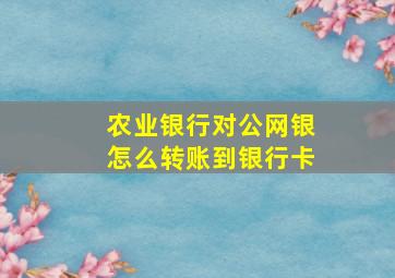 农业银行对公网银怎么转账到银行卡