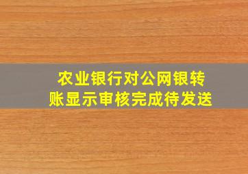 农业银行对公网银转账显示审核完成待发送