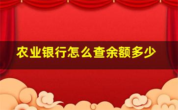 农业银行怎么查余额多少