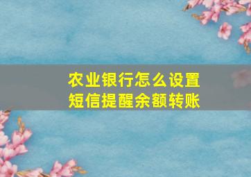 农业银行怎么设置短信提醒余额转账