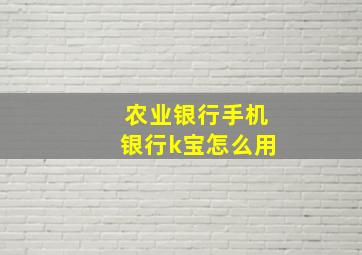 农业银行手机银行k宝怎么用