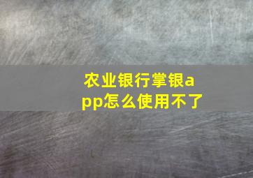 农业银行掌银app怎么使用不了