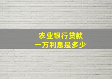 农业银行贷款一万利息是多少