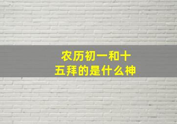 农历初一和十五拜的是什么神