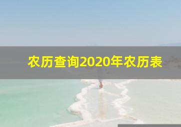 农历查询2020年农历表